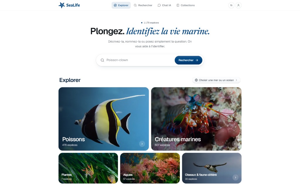 Page d’accueil de SeaLife